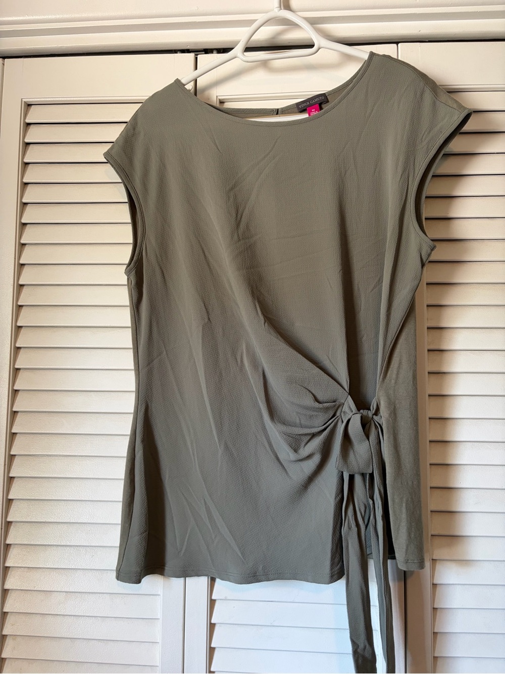 Vince Camuto Sage Green Side-Tie Sleeveless Top
